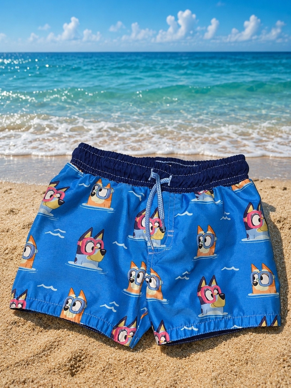 Blue Kids Swim Shorts with Bluey - Elastic Waist